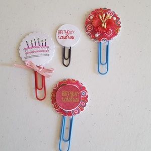 Set of 4 Handmade Birthday Paper Clips